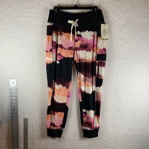 Alpine Design Jogger Pants Women's Medium Orange Tie Dye Pockets Knit 7177‎